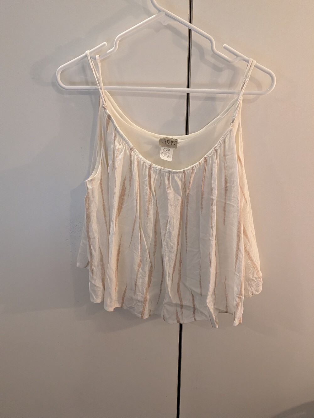 Kylie Paige Medium Cream Striped Spaghetti Strap Women’s Tank